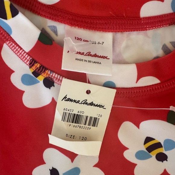 Hanna Andersson Rash Guard Floral Bee Size 6-7 - Picture 2 of 2
